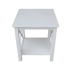 Table d'appoint en bois massif avec étagère – Non finie / Gris taupe délavé / Blanc / Expresso, 1 pièce