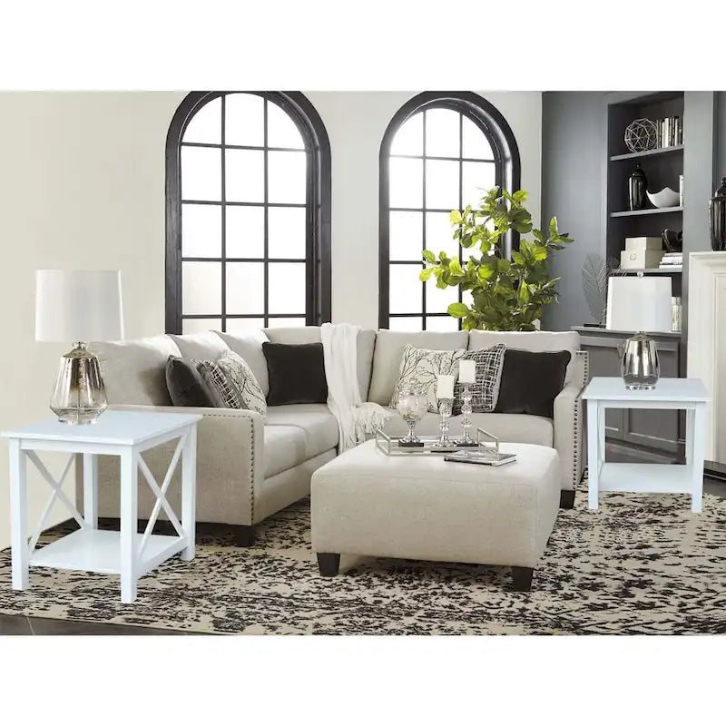 Table d'appoint en bois massif avec étagère – Non finie / Gris taupe délavé / Blanc / Expresso, 1 pièce