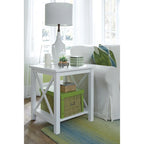 Table d'appoint en bois massif avec étagère – Non finie / Gris taupe délavé / Blanc / Expresso, 1 pièce