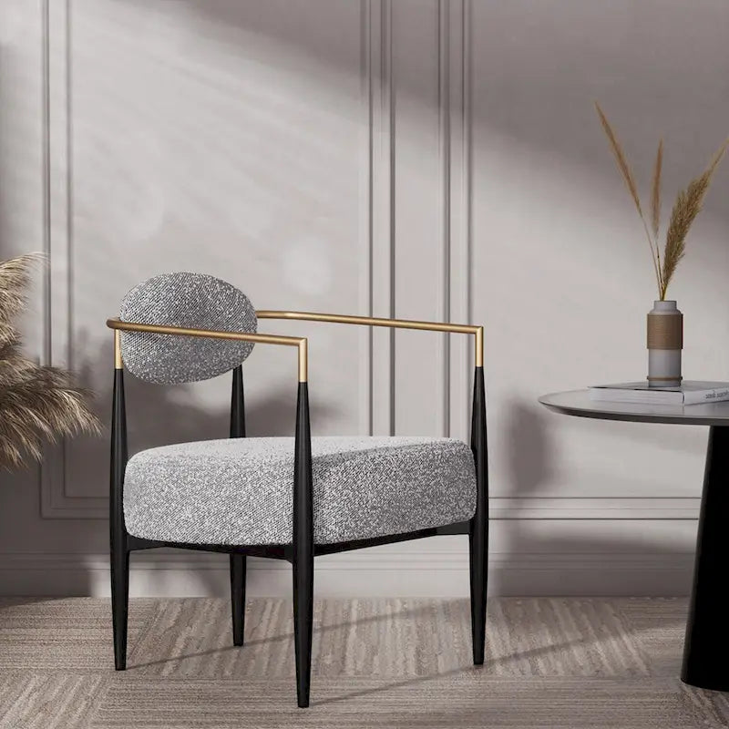 Fauteuil d'appoint du milieu du siècle, gris / beige / marron, une place, cadre en métal