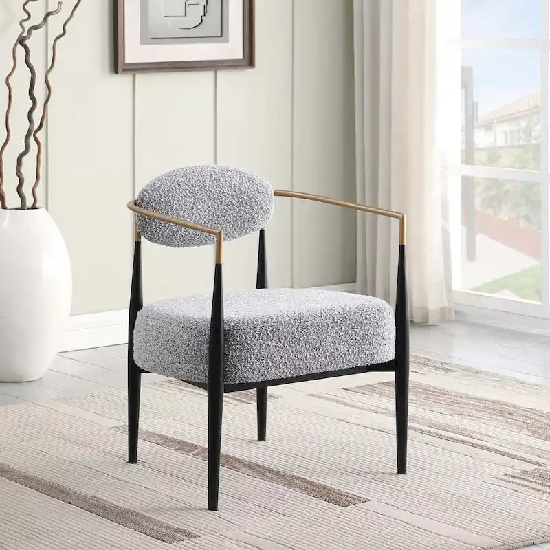 Fauteuil d'appoint du milieu du siècle, gris / beige / marron, une place, cadre en métal
