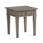 Table d'appoint carrée en bois avec tiroir, gris ferme/marron selle/marron tabac – Usage unique