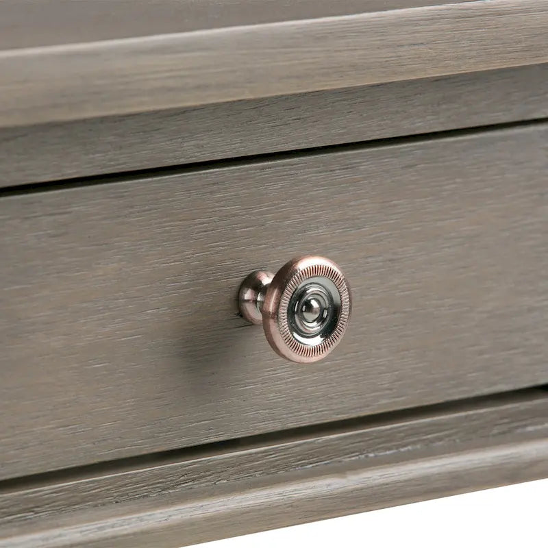 Table d'appoint carrée en bois avec tiroir, gris ferme/marron selle/marron tabac – Usage unique