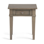 Table d'appoint carrée en bois avec tiroir, gris ferme/marron selle/marron tabac – Usage unique