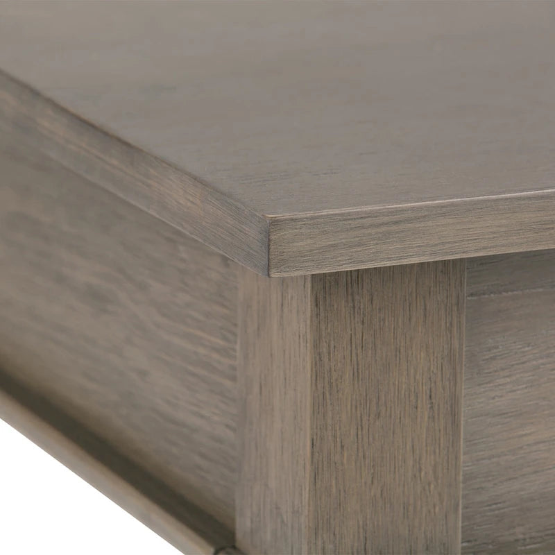 Table d'appoint carrée en bois avec tiroir, gris ferme/marron selle/marron tabac – Usage unique