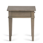 Table d'appoint carrée en bois avec tiroir, gris ferme/marron selle/marron tabac – Usage unique