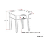 Table d'appoint carrée en bois avec tiroir, gris ferme/marron selle/marron tabac – Usage unique