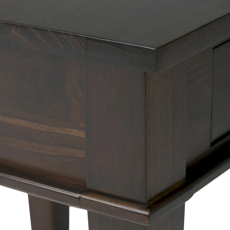 Table d'appoint carrée en bois avec tiroir, gris ferme/marron selle/marron tabac – Usage unique
