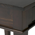 Table d'appoint carrée en bois avec tiroir, gris ferme/marron selle/marron tabac – Usage unique