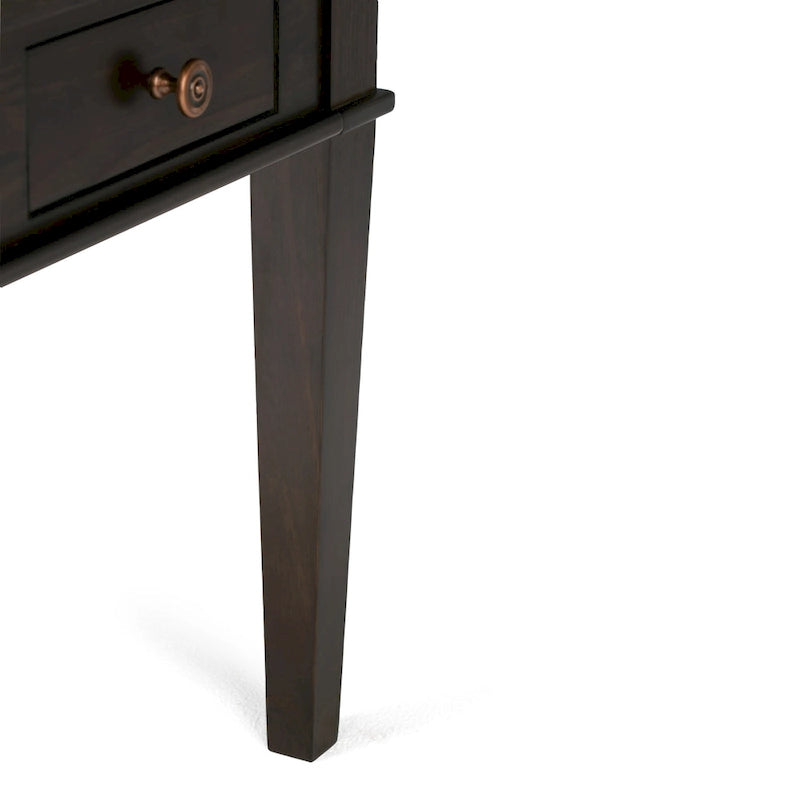 Table d'appoint carrée en bois avec tiroir, gris ferme/marron selle/marron tabac – Usage unique