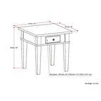 Table d'appoint carrée en bois avec tiroir, gris ferme/marron selle/marron tabac – Usage unique