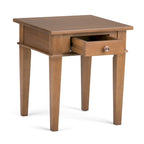 Table d'appoint carrée en bois avec tiroir, gris ferme/marron selle/marron tabac – Usage unique
