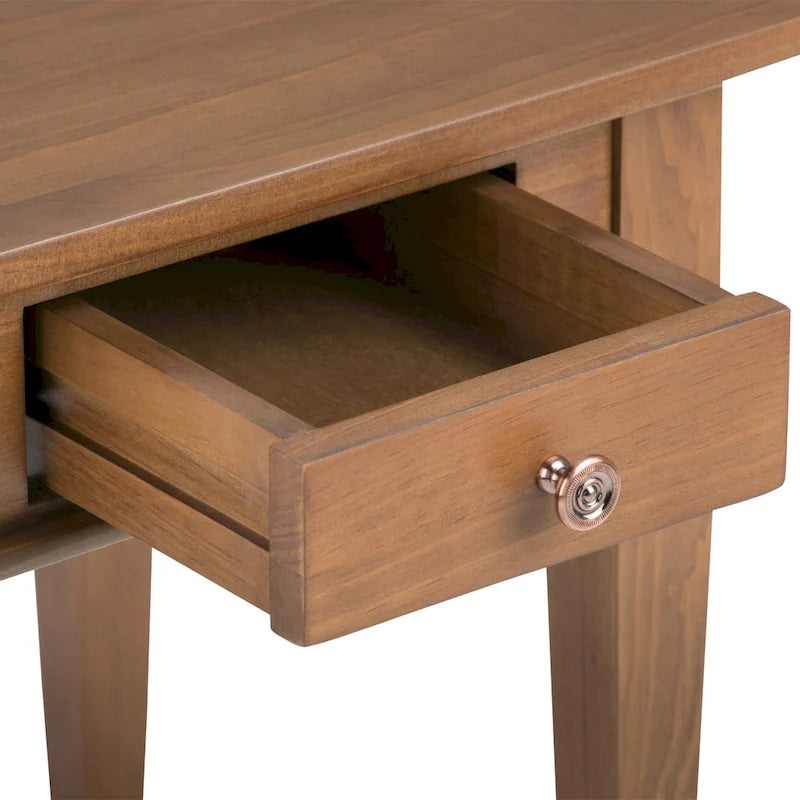 Table d'appoint carrée en bois avec tiroir, gris ferme/marron selle/marron tabac – Usage unique