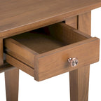 Table d'appoint carrée en bois avec tiroir, gris ferme/marron selle/marron tabac – Usage unique