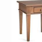 Table d'appoint carrée en bois avec tiroir, gris ferme/marron selle/marron tabac – Usage unique