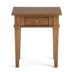 Table d'appoint carrée en bois avec tiroir, gris ferme/marron selle/marron tabac – Usage unique