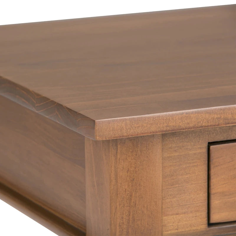 Table d'appoint carrée en bois avec tiroir, gris ferme/marron selle/marron tabac – Usage unique