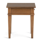 Table d'appoint carrée en bois avec tiroir, gris ferme/marron selle/marron tabac – Usage unique