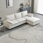Canapé d'angle en lin beige avec méridienne, 3-4 places