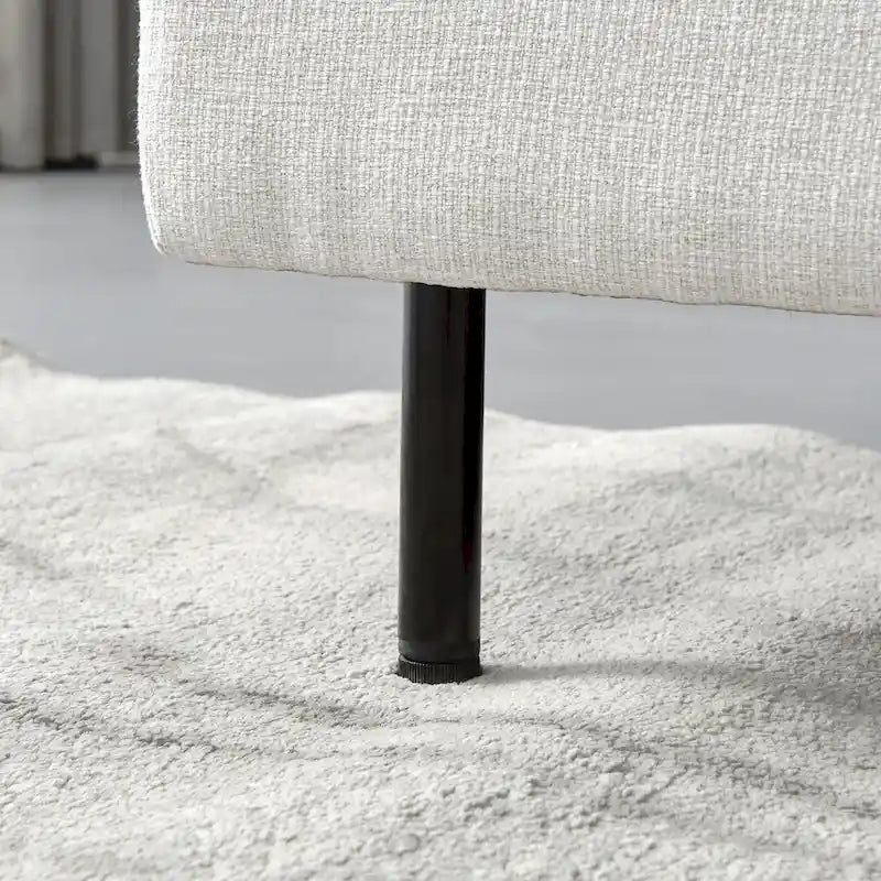 Canapé d'angle en lin beige avec méridienne, 3-4 places