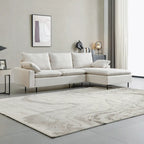 Canapé d'angle en lin beige avec méridienne, 3-4 places