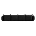 Canapé sectionnel en U en chenille noir / beige / orange / vert, 4 places avec 2 poufs