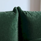 Canapé sectionnel en U en chenille noir / beige / orange / vert, 4 places avec 2 poufs