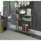 Console 3 niveaux en chrome/verre transparent