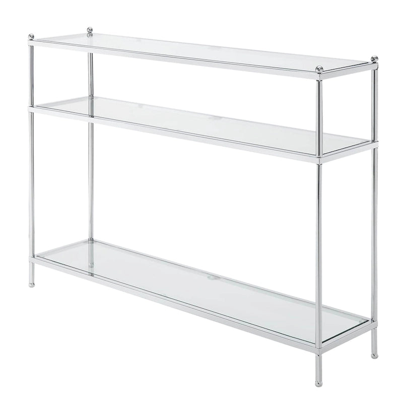 Console 3 niveaux en chrome/verre transparent
