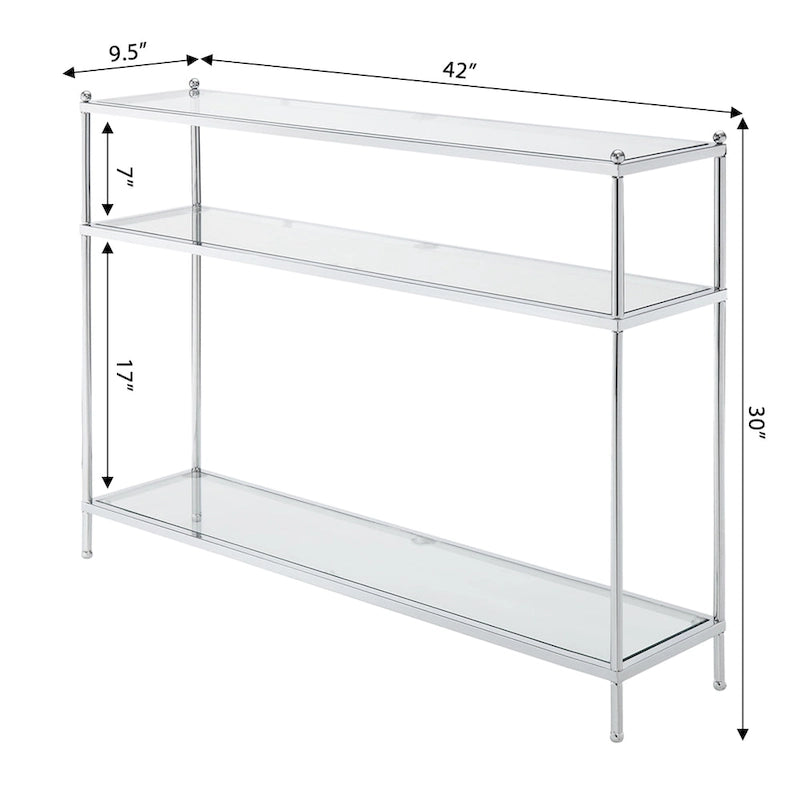 Console 3 niveaux en chrome/verre transparent