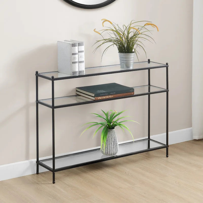 Console 3 niveaux en chrome/verre transparent