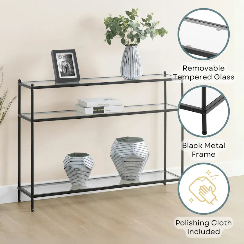 Console 3 niveaux en chrome/verre transparent