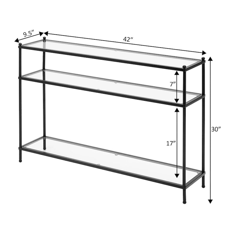 Console 3 niveaux en chrome/verre transparent