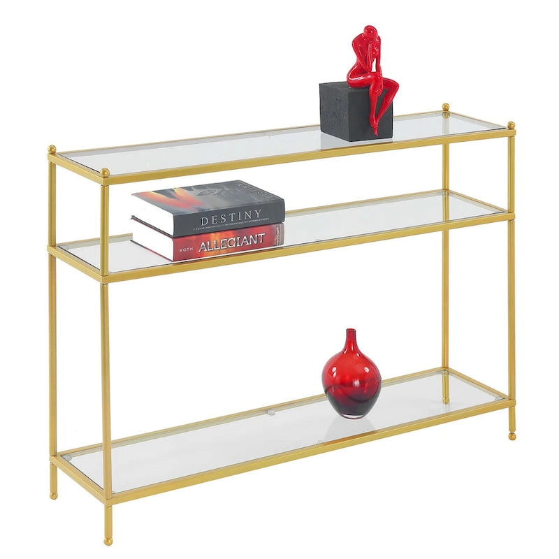 Console 3 niveaux en chrome/verre transparent