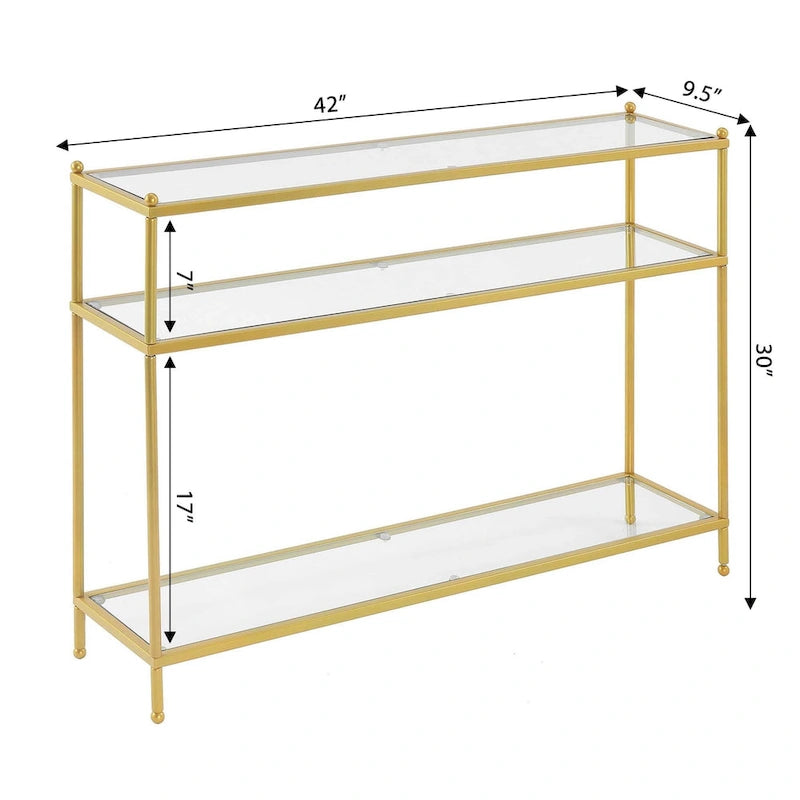 Console 3 niveaux en chrome/verre transparent