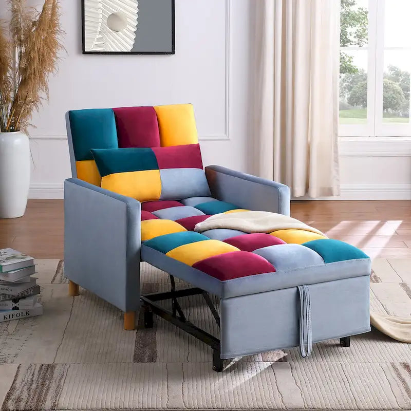 Chaise-lit convertible 3-en-1, inclinable réglable, simple – Arc-en-ciel / Beige / Gris / Noir