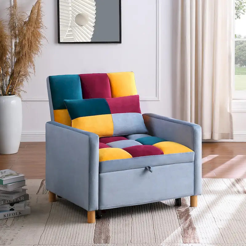 Chaise-lit convertible 3-en-1, inclinable réglable, simple – Arc-en-ciel / Beige / Gris / Noir