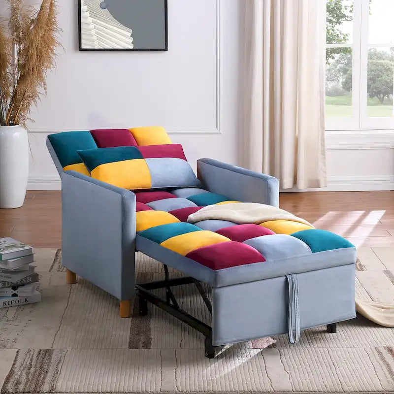 Chaise-lit convertible 3-en-1, inclinable réglable, simple – Arc-en-ciel / Beige / Gris / Noir