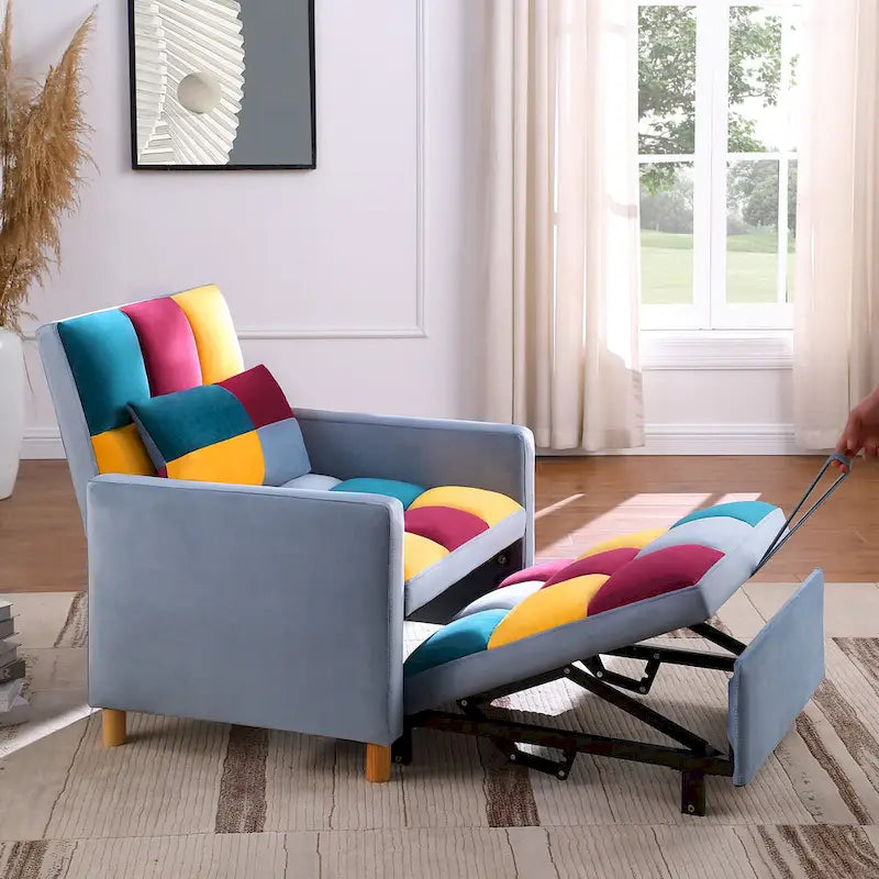 Chaise-lit convertible 3-en-1, inclinable réglable, simple – Arc-en-ciel / Beige / Gris / Noir