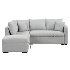 Canapé-lit d'angle escamotable de 210 cm avec ottoman, beige, 3 à 4 places