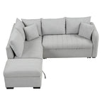 Canapé-lit d'angle escamotable de 210 cm avec ottoman, beige, 3 à 4 places