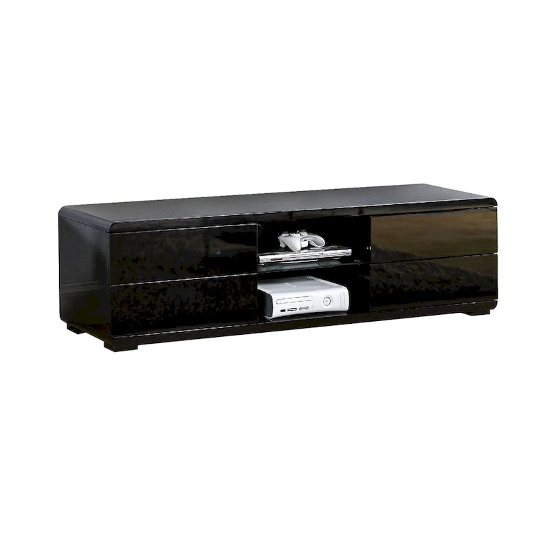 Meuble TV blanc/noir laqué avec 4 tiroirs – Pour 1 pièce