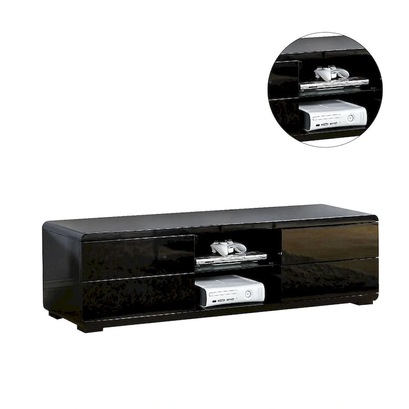 Meuble TV blanc/noir laqué avec 4 tiroirs – Pour 1 pièce
