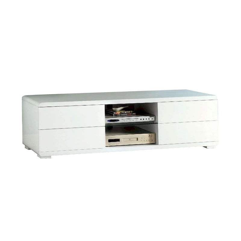 Meuble TV blanc/noir laqué avec 4 tiroirs – Pour 1 pièce