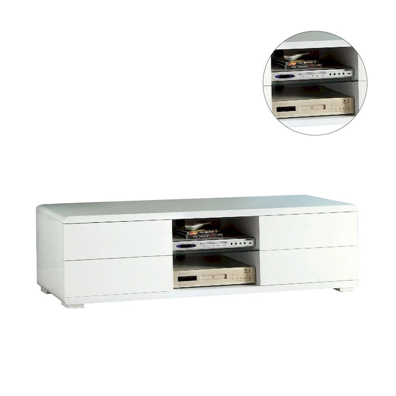 Meuble TV blanc/noir laqué avec 4 tiroirs – Pour 1 pièce