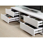 Meuble TV blanc/noir laqué avec 4 tiroirs – Pour 1 pièce