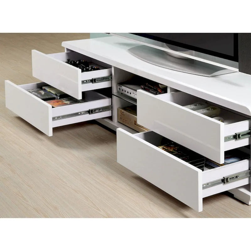 Meuble TV blanc/noir laqué avec 4 tiroirs – Pour 1 pièce