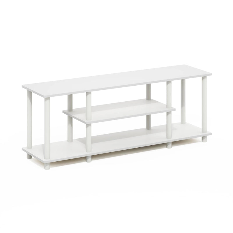 Meuble TV ouvert à 3 niveaux Ambre Pin/Noir & Blanc, assemblage par 1 personne