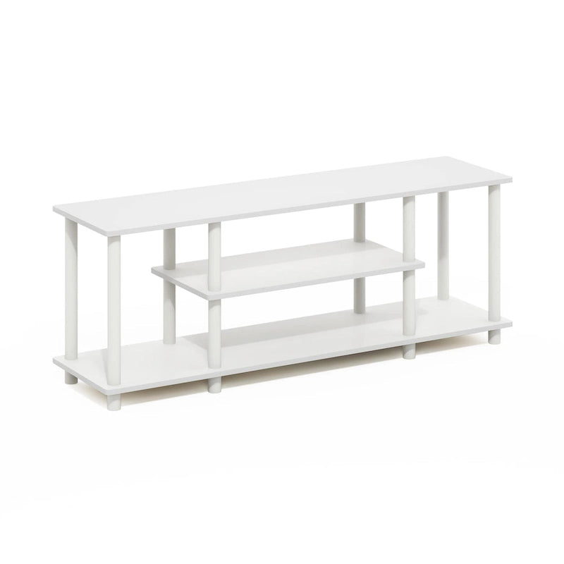 Meuble TV ouvert à 3 niveaux Ambre Pin/Noir & Blanc, assemblage par 1 personne