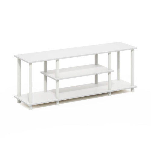 Meuble TV ouvert à 3 niveaux Ambre Pin/Noir & Blanc, assemblage par 1 personne